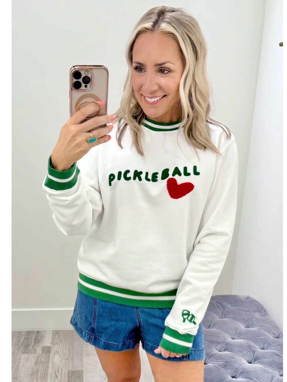 Ellsworth+Ivey Elle Sweatshirt - Pickleball Heart XL